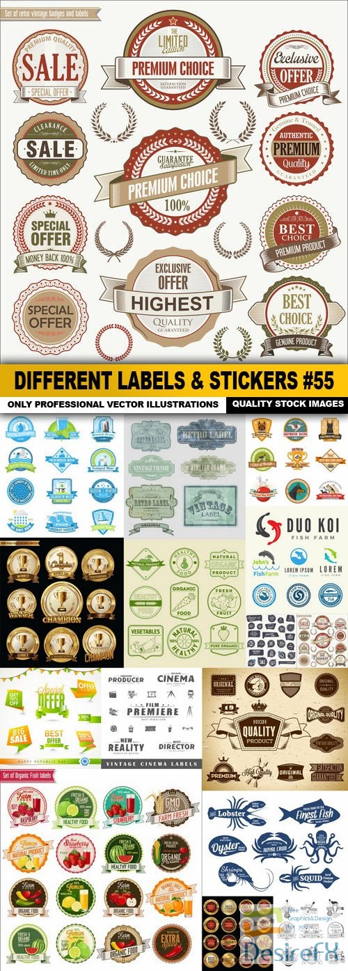 Different Labels &amp; Stickers #55 - 15 Vector
