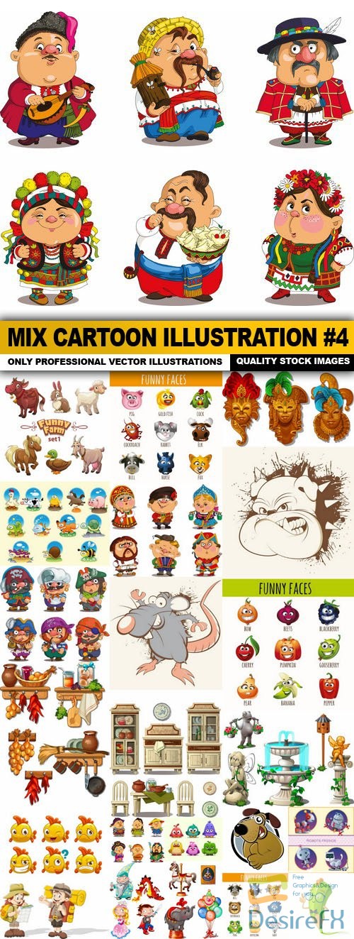 Mix cartoon Illustration #4- 23 Vector