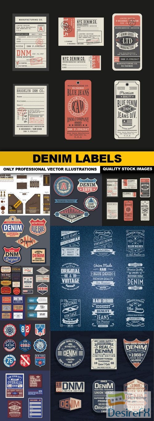 Denim Labels - 12 Vector