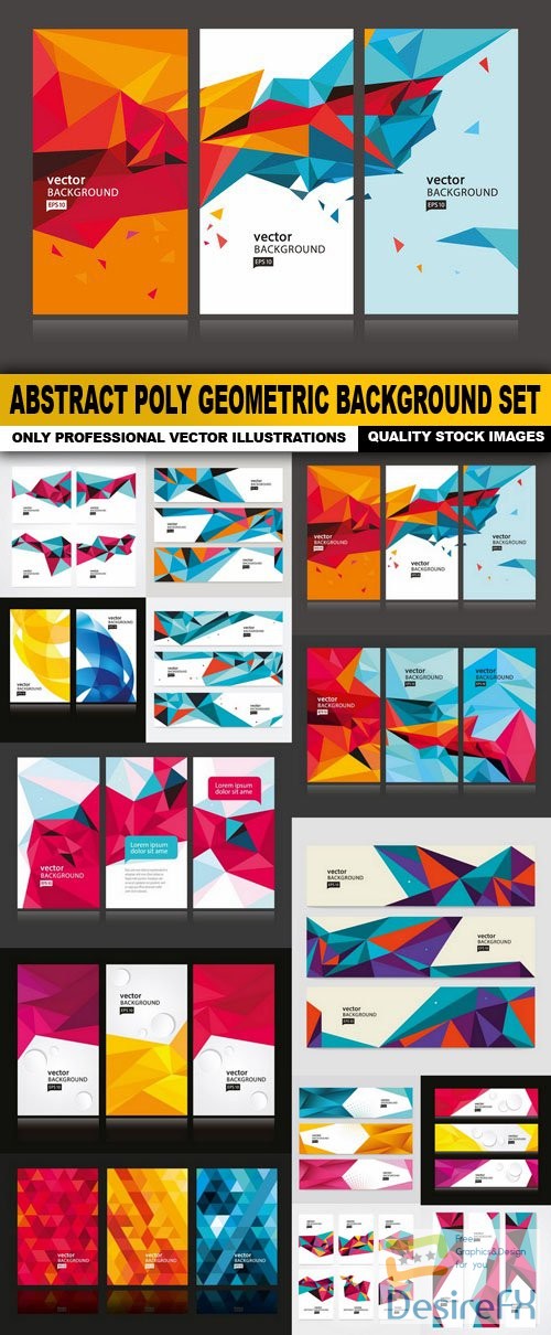 Abstract Poly Geometric Background Set - 14 Vector