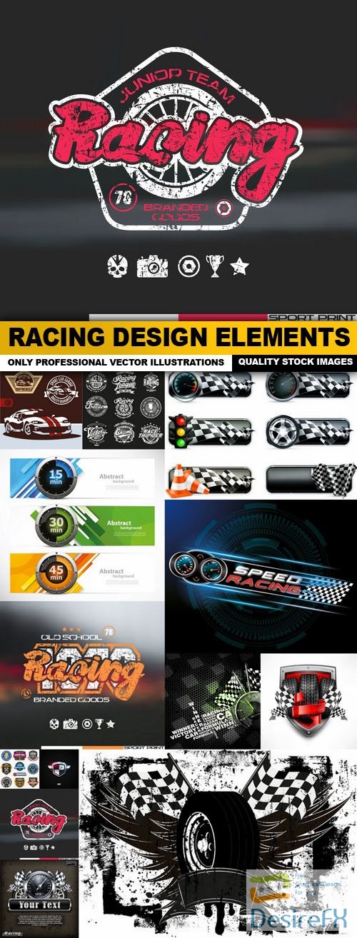 Racing Design Elements - 14 Vector