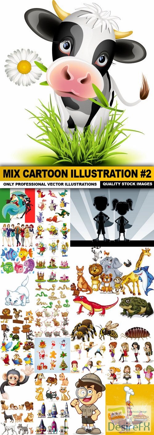 Mix cartoon Illustration #2- 25 Vector