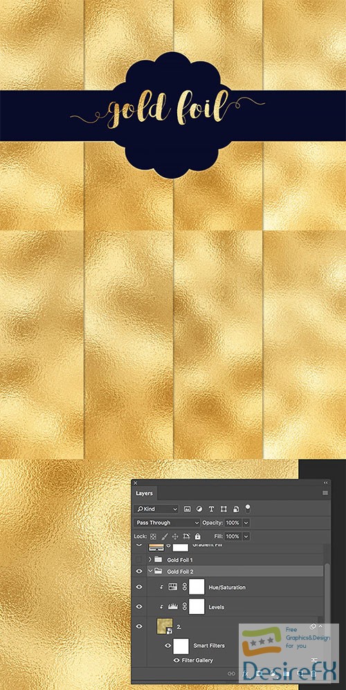 4 Gold Foil Textures Pack