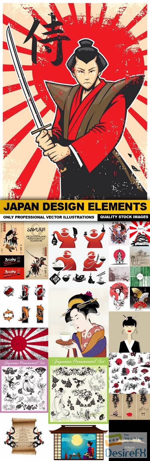 Japan Design Elements - 25 Vector