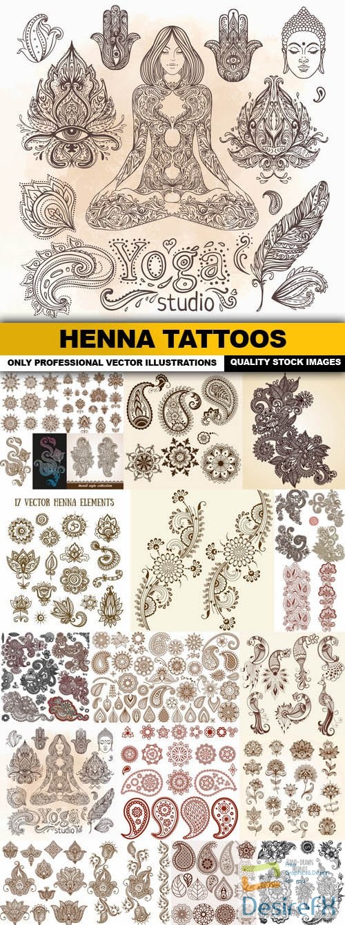 Henna Tattoos - 20 Vector