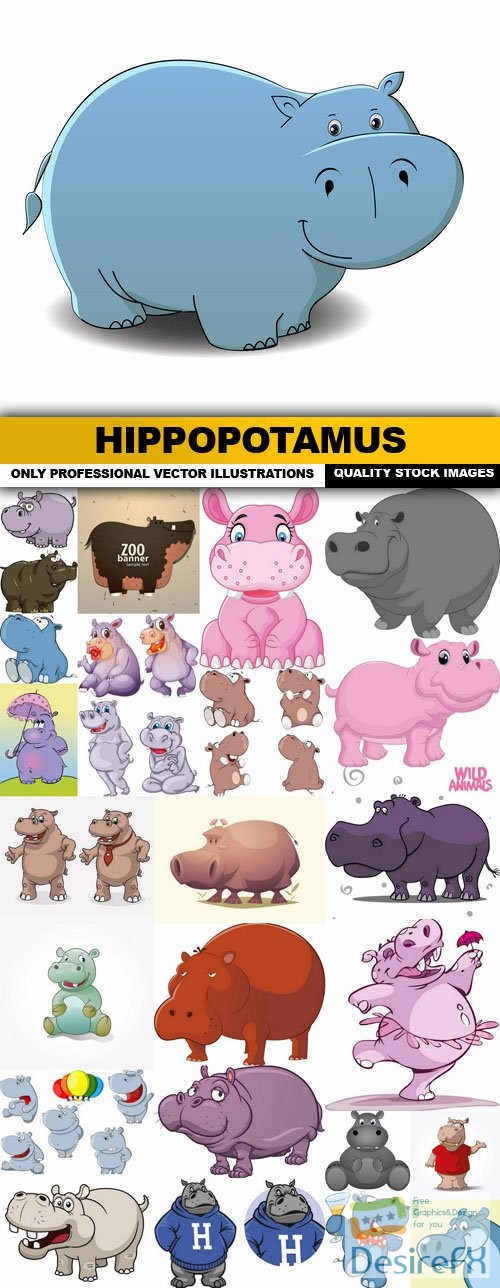 Hippopotamus - 25 Vector