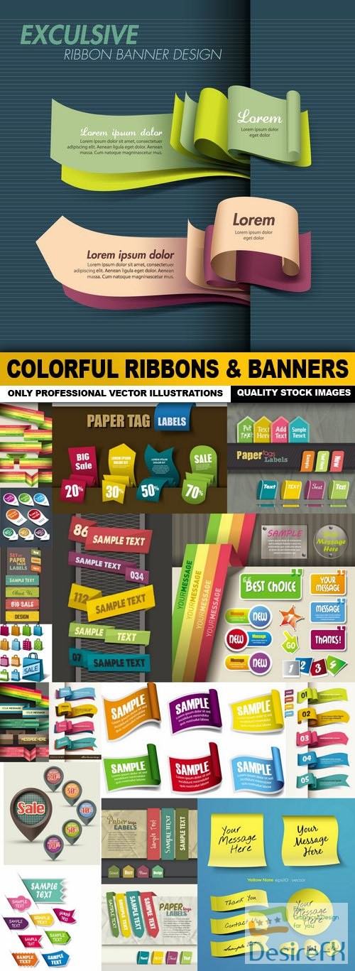 Colorful Ribbons &amp; Banners - 18 Vector