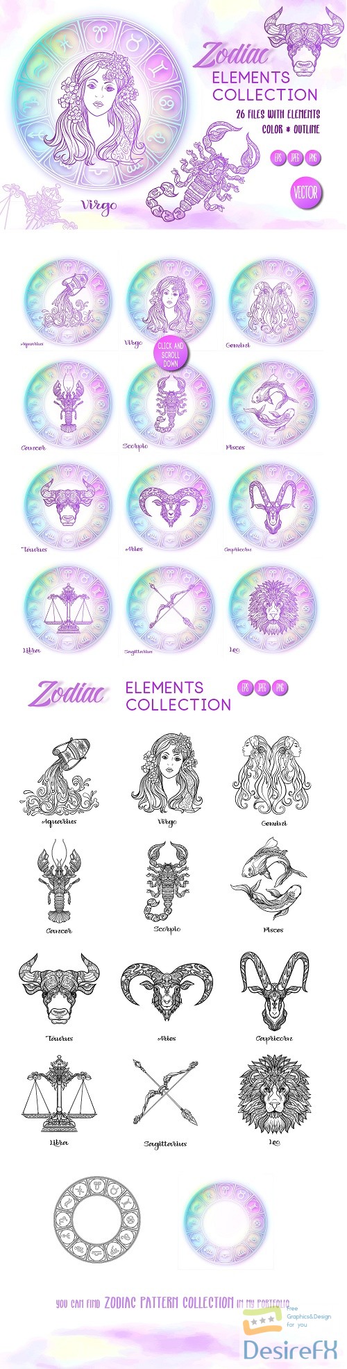 Zodiac Elements - Colored & Outline 2443993