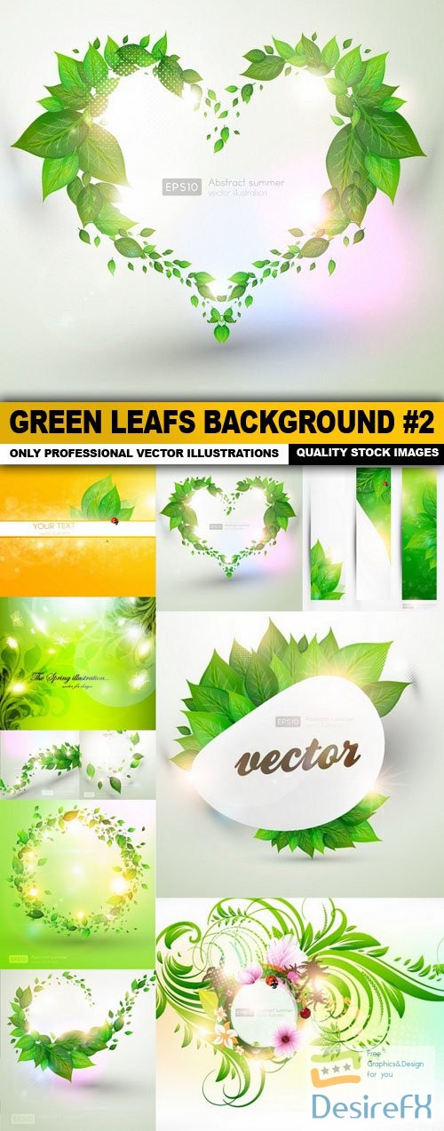 Green Leafs Background #2 - 10 Vector