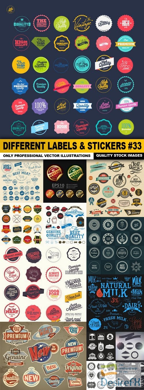 Different Labels &amp; Stickers #33 - 14 Vector