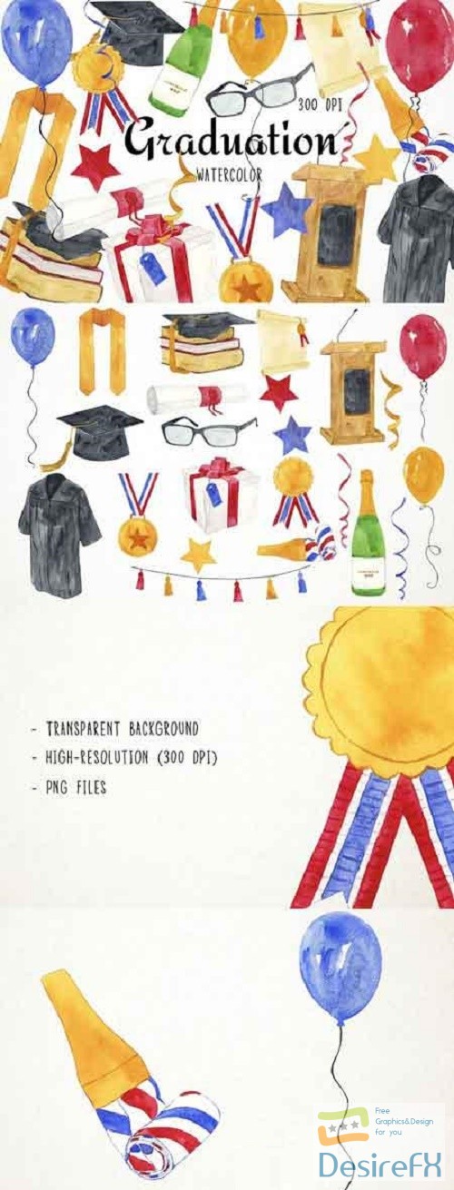 Watercolor Graduation Clipart 2486415