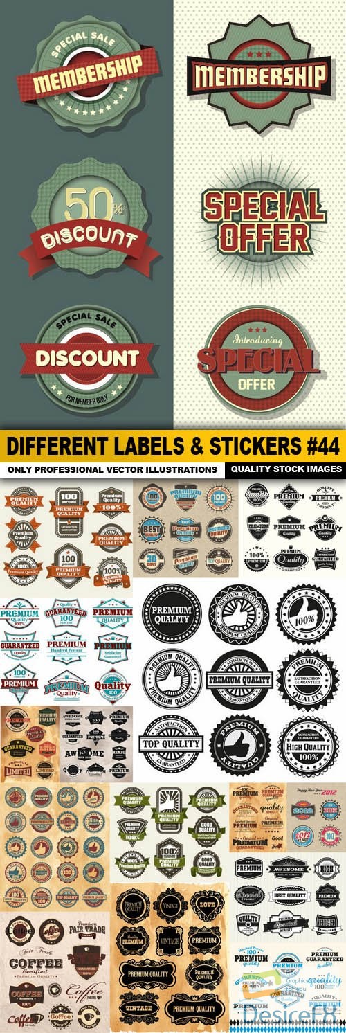 Different Labels &amp; Stickers #44 - 16 Vector