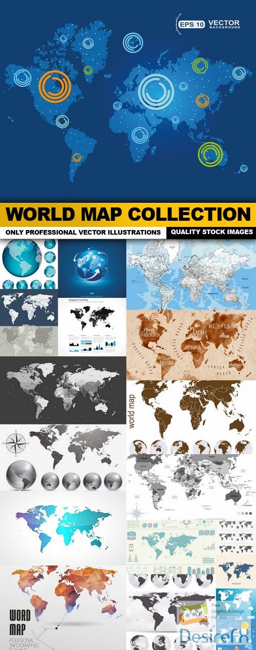 World Map Collection - 20 Vector