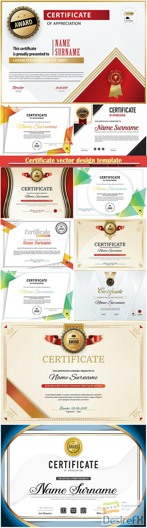 Certificate and vector diploma design template # 67