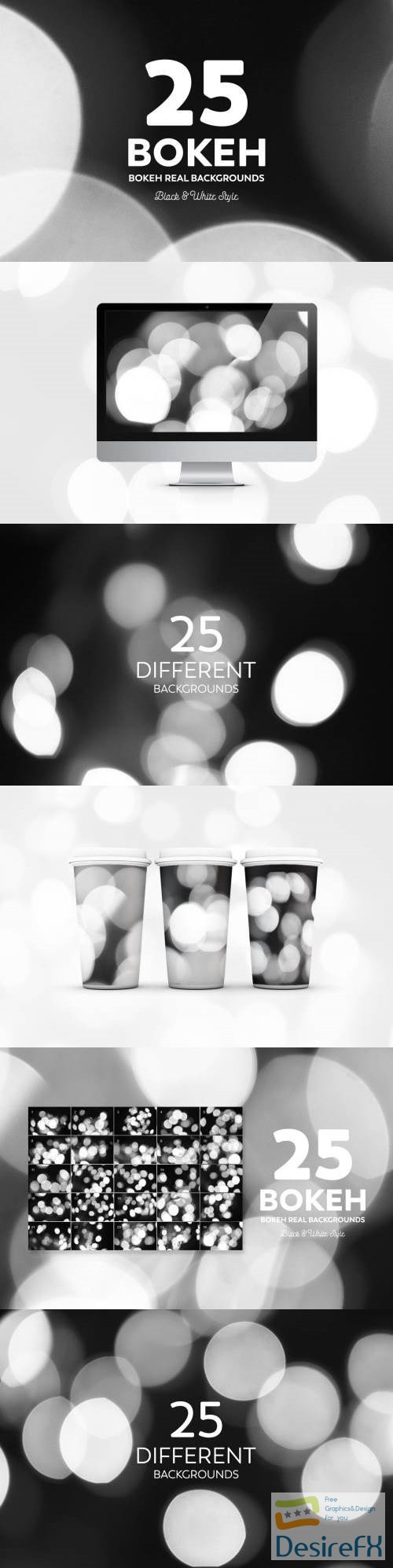25 Bokeh Real Backgrounds Black &amp; White Style