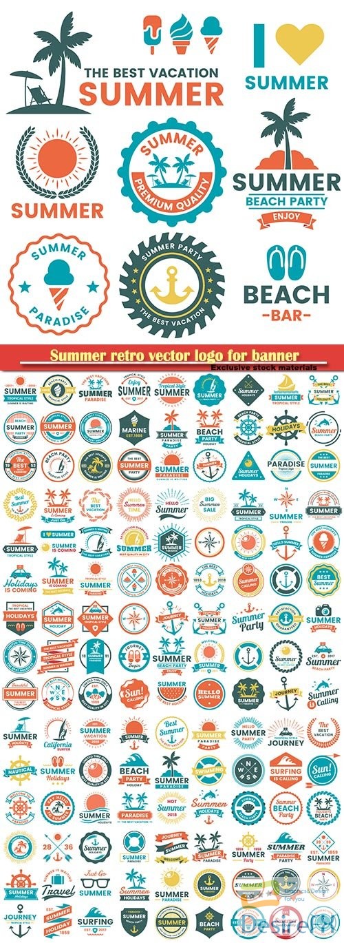 Summer retro vector logo for banner
