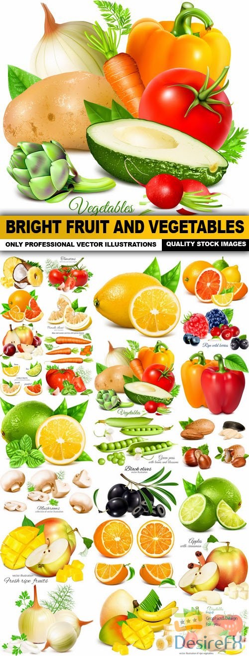 Bright Fruit And Vegetables - 25 Vector