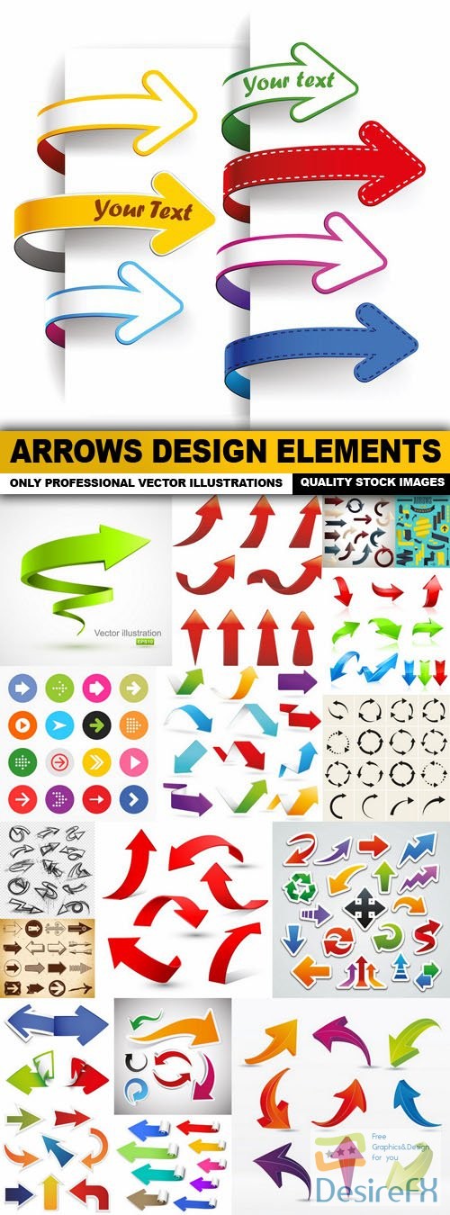 Arrows Design Elements - 18 Vector