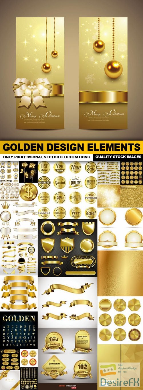 Golden Design Elements - 25 Vector
