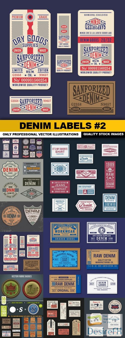 Denim Labels #2 - 12 Vector