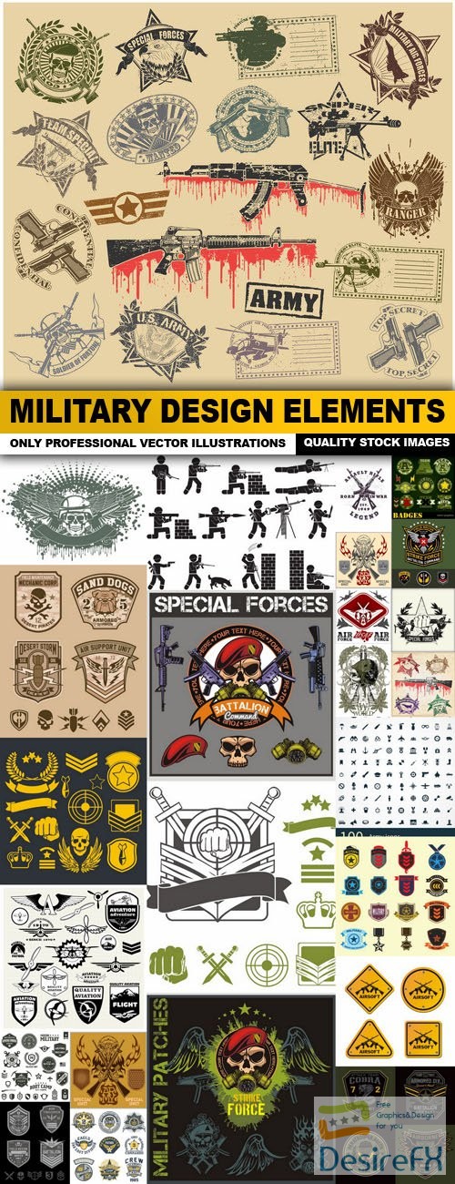 Military Design Elements - 25 Vector