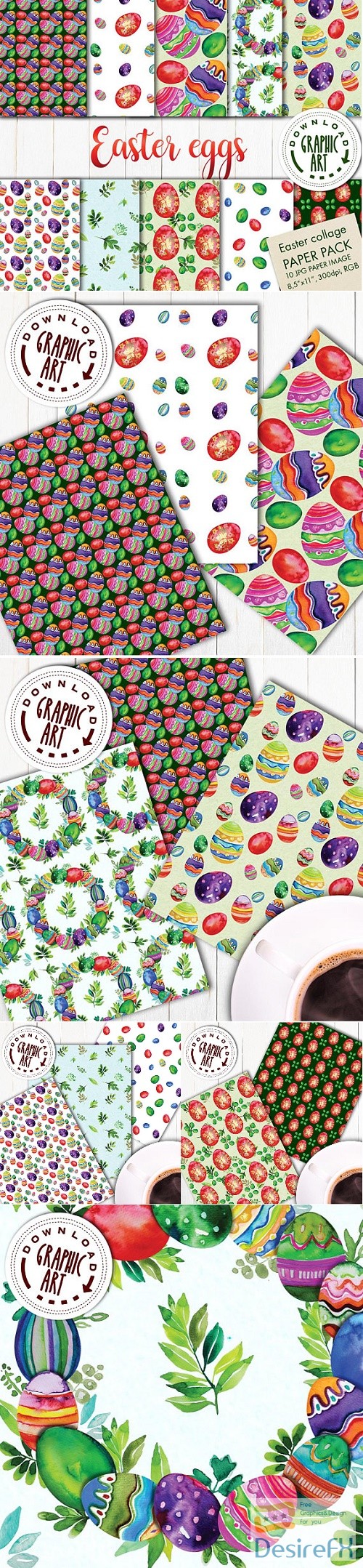 Digital Paper Patterns Pack; Easter Eggs
