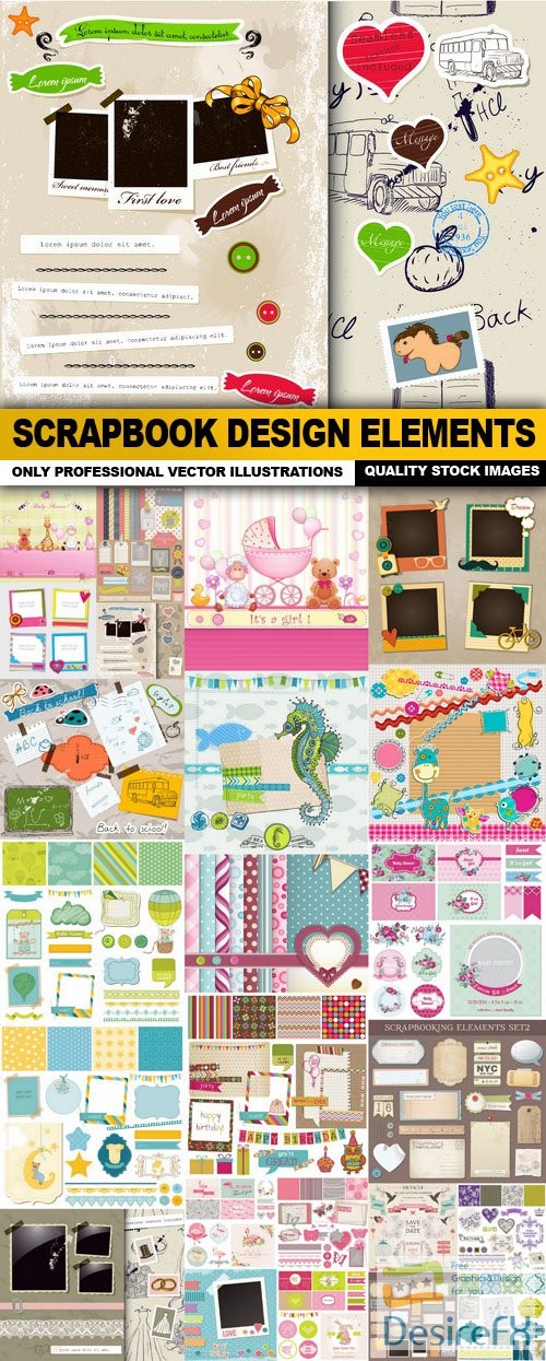 Scrapbook Design Elements - 25 Vector