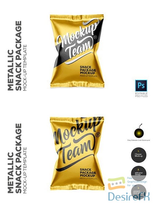 CreativeMarket - Metallic Snack Package Mockup 2608611
