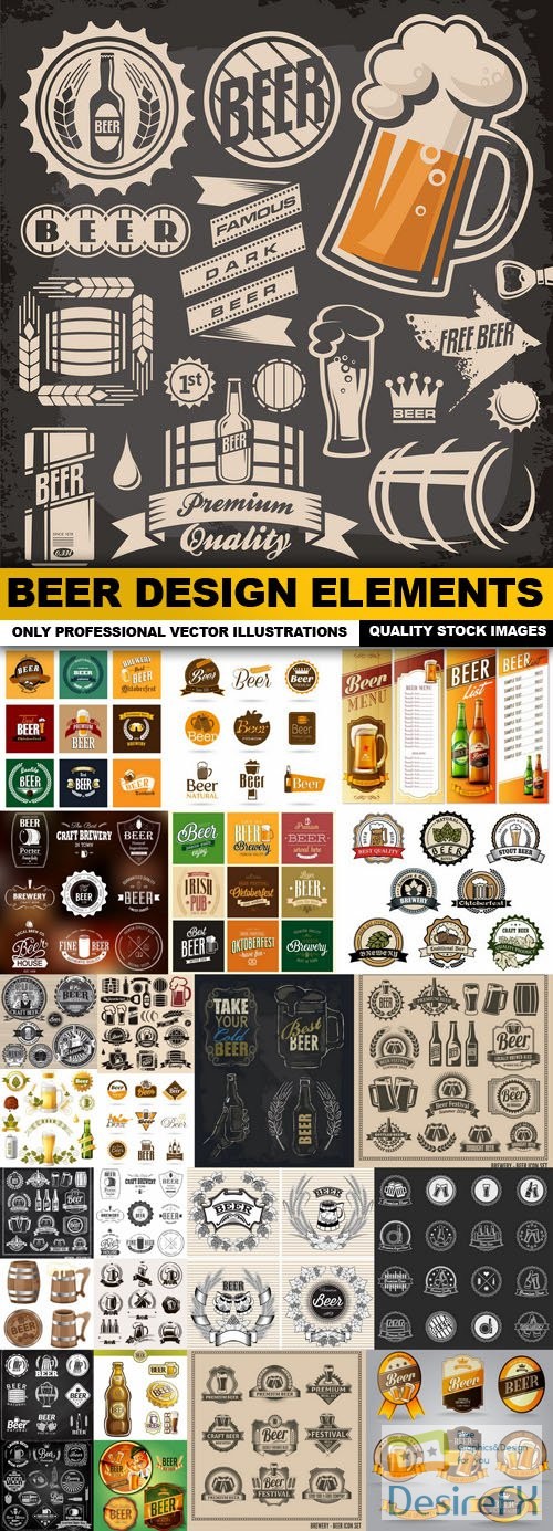 Beer Design Elements - 25 Vector