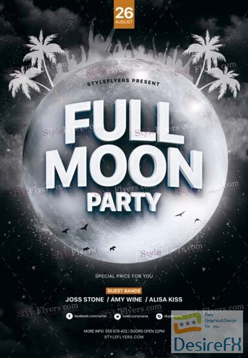 Full Moon Party V7 2018 PSD Flyer Template