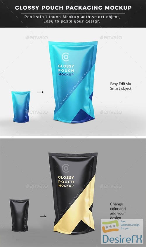Glossy Pouch Packaging Mockup 22062688