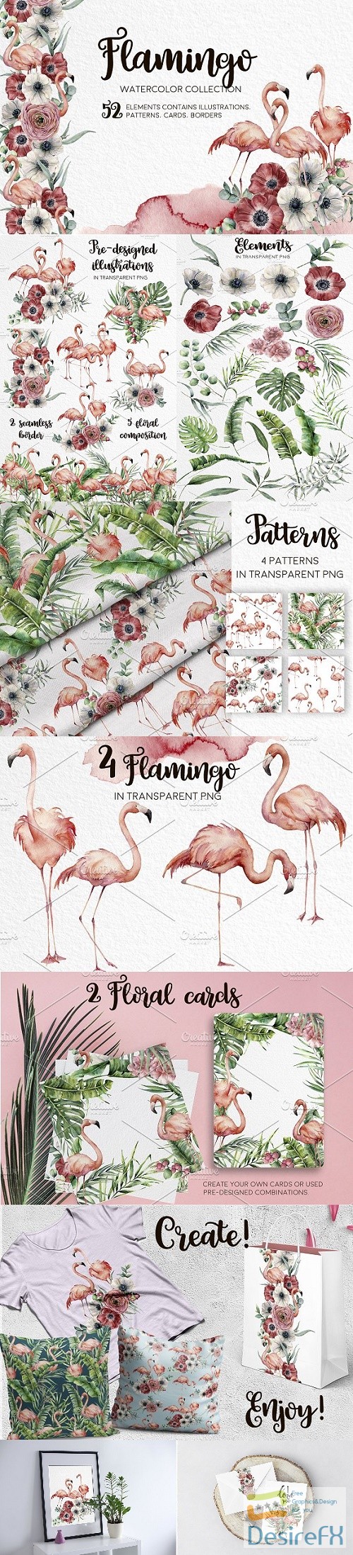 Flamingo. Watercolor collection - 2676681