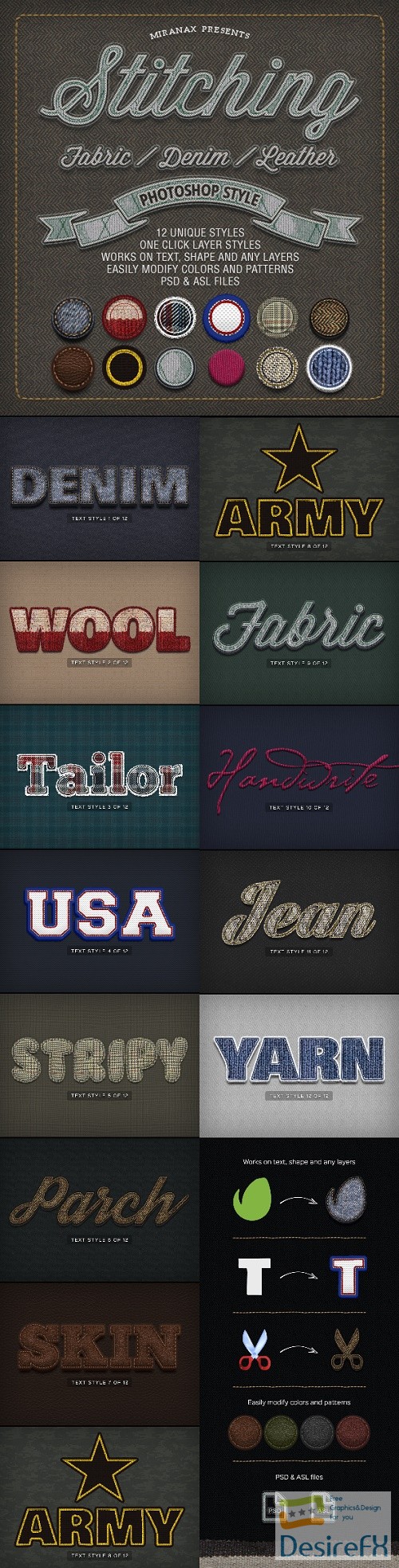 Stitching Fabric - Denim - Leather Text Effects - 8230591