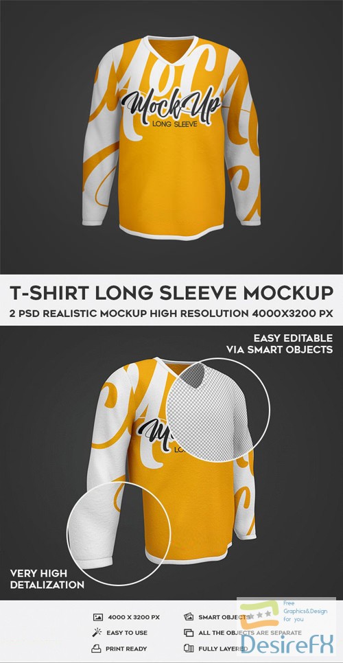 T-Shirt Long Sleeve - 2 PSD Mockups