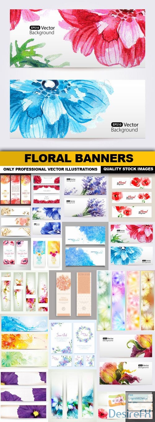 Floral Banners - 20 Vector