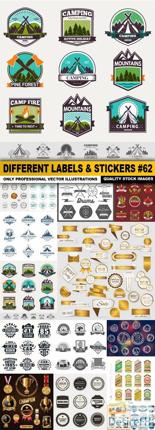 Different Labels &amp; Stickers #62 - 15 Vector