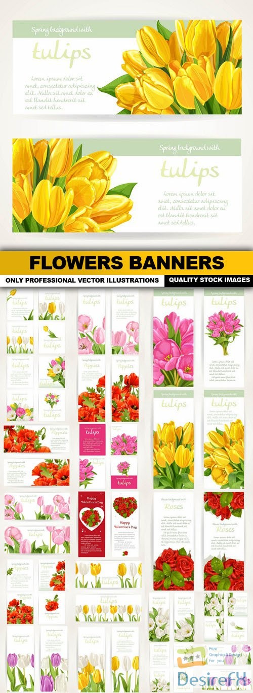 Flowers Banners - 20 Vector