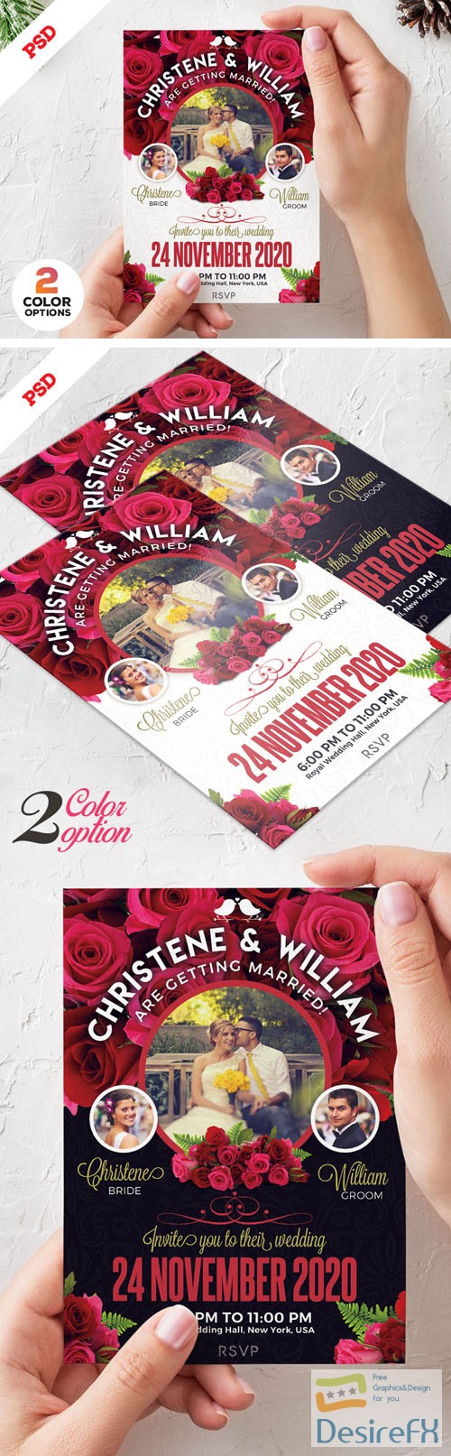 Wedding Invitation Card PSD Template Set