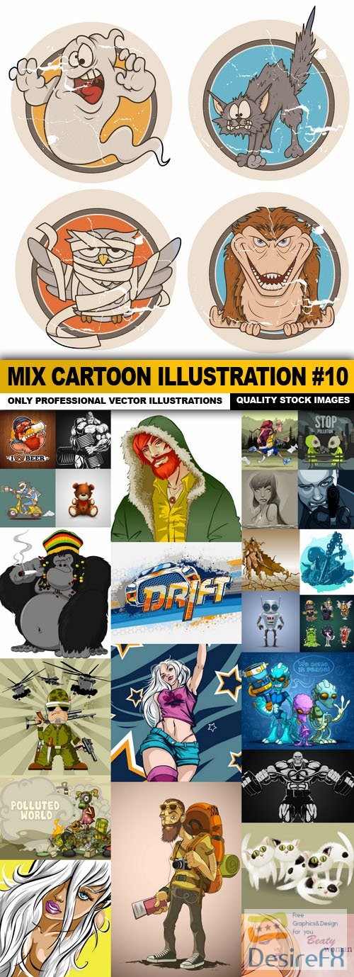 Mix cartoon Illustration #10 - 25 Vector