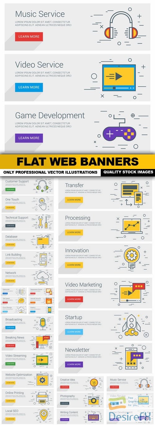 Flat Web Banners - 10 Vector