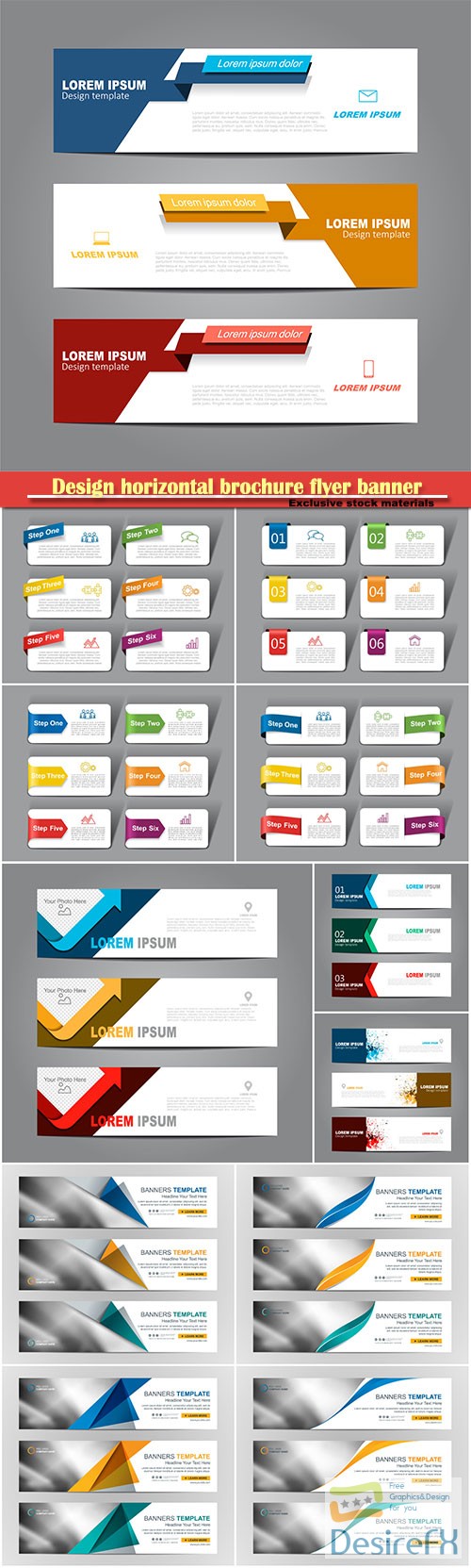 Design horizontal brochure flyer banner, vector infographic template