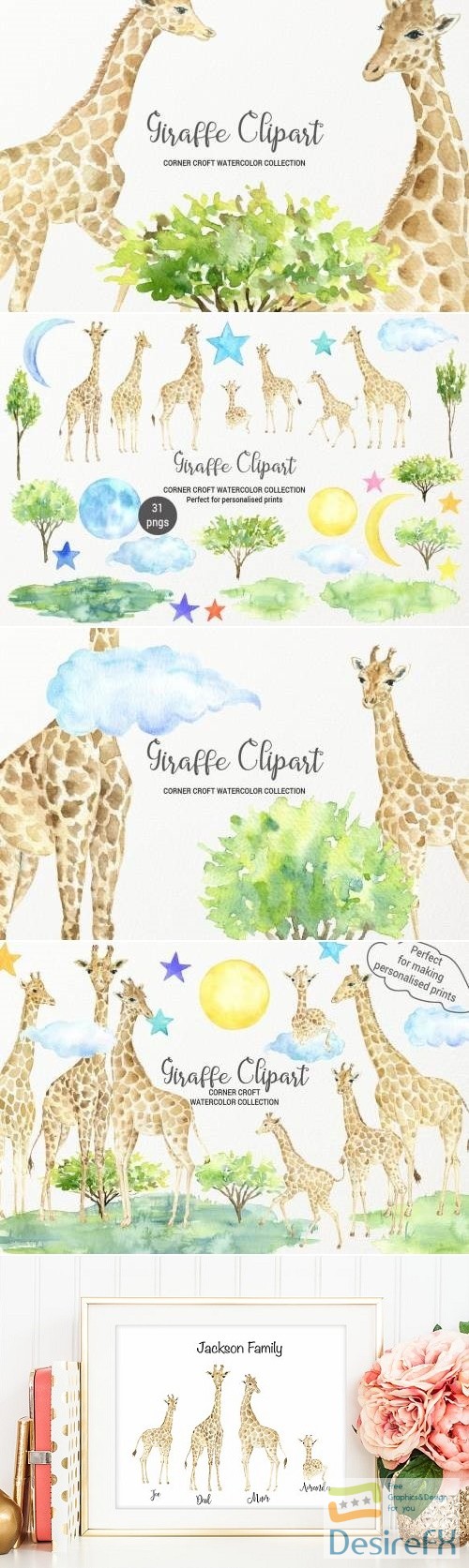 Giraffe clipart, giraffe family - 2665955
