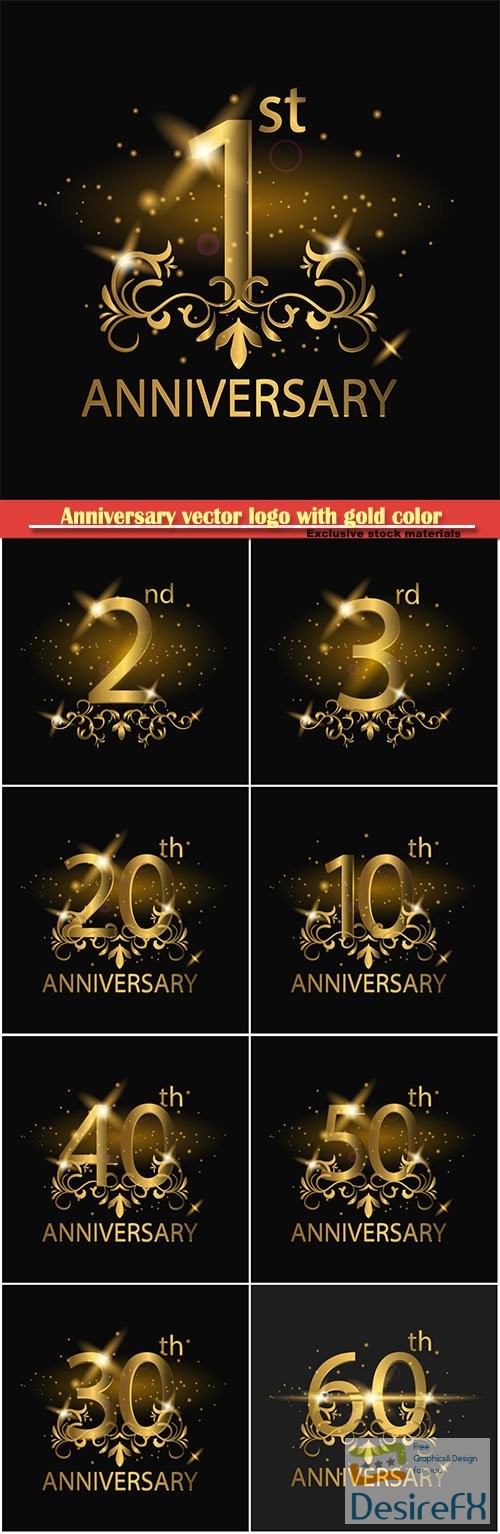 Anniversary vector logo with gold color years anniversary celebration