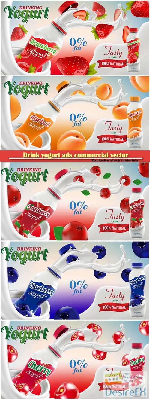 Drink yogurt ads commercial vector mockup 3d illustration
