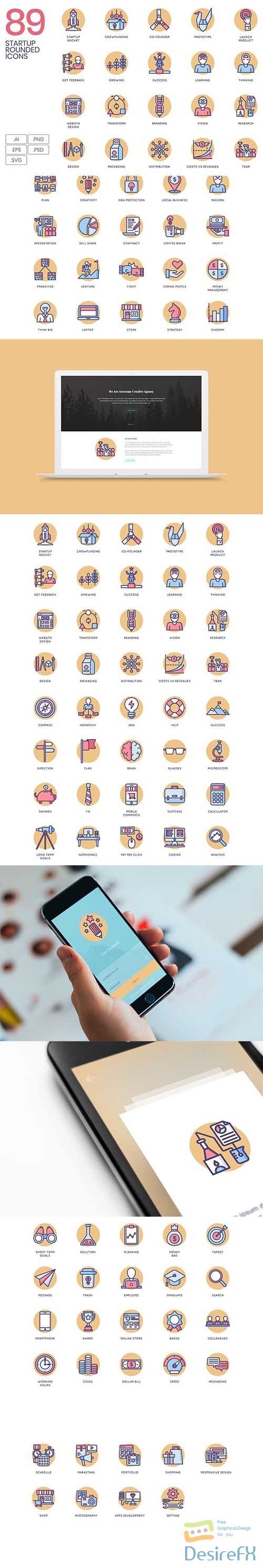 Startup Rounded Flat Icons