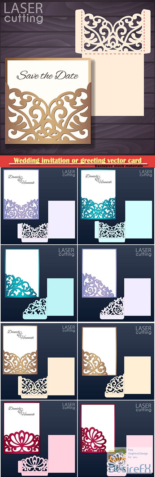 Wedding invitation or greeting vector card with abstract ornament # 3