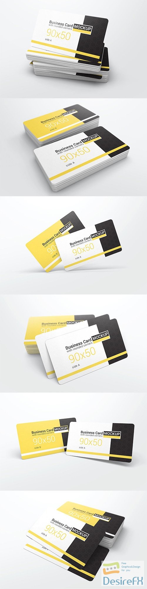 PSD Business Card With Rounded Corners Mockups