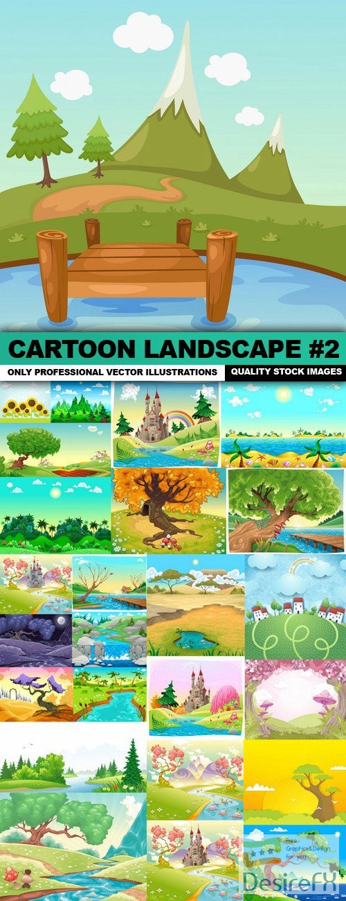 Cartoon Landscape #2 - 25 Vector