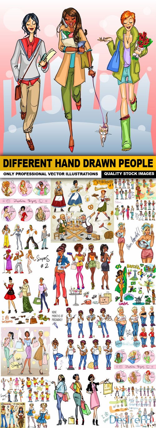 Different Hand Drawn People - 25 Vector