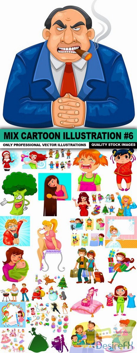 Mix Cartoon Illustration #6 - 50 Vector
